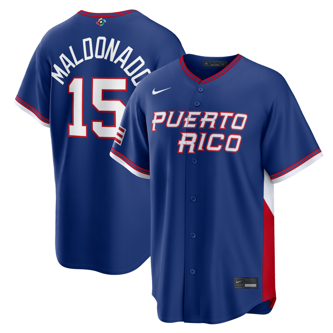 Puerto Rico Baseball Martín Maldonado Nike Royal 2026 World Baseball Classic Road Stadium Jersey product image 1, provided