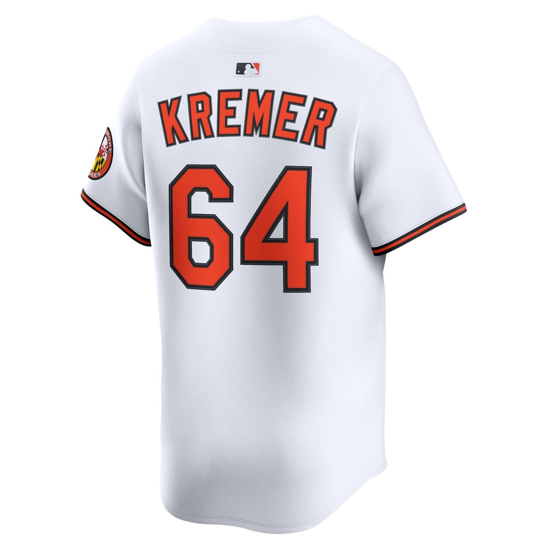 Baltimore Orioles Dean Kremer Nike White Home Limited Player Jersey product image 3, provided for visual reference and