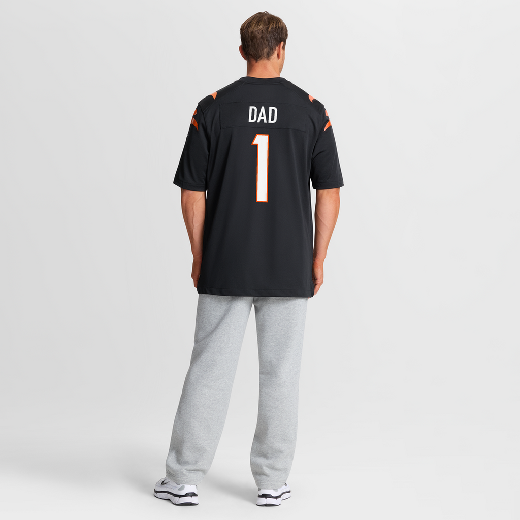 Cincinnati Bengals Number 1 Dad Nike Black Game Jersey product image 8, provided for visual reference and product detail
