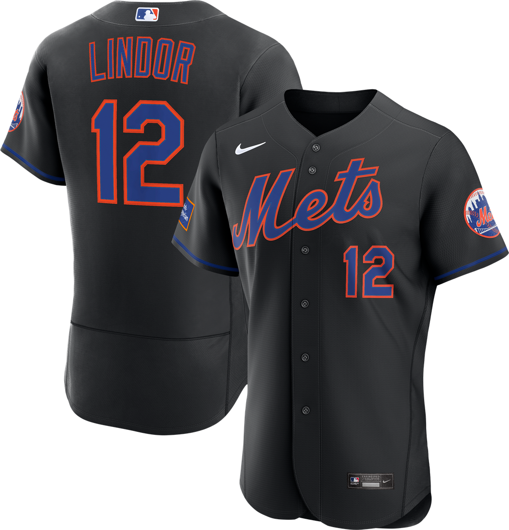 New York Mets Francisco Lindor Nike Black Alternate Authentic Sponsor Patch Jersey product image 1, provided for visual
