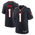 Houston Texans Number 1 Groom Nike Navy Game Jersey product image 1, provided for visual reference and product detail review