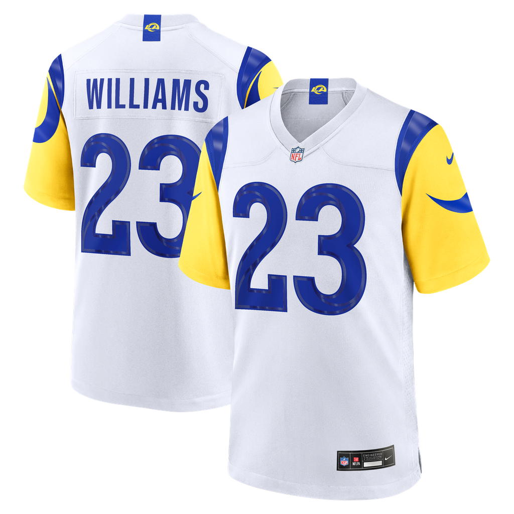 Los Angeles Rams Kyren Williams Nike White White Game Player Jersey product image 1, provided for visual reference and