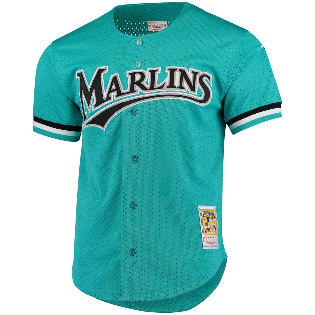 Florida Marlins Andre Dawson Mitchell & Ness Teal Cooperstown Collection Mesh Batting Practice Button-Up Jersey product