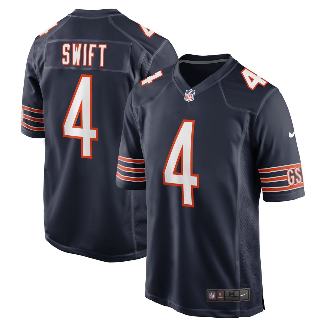 Chicago Bears D'Andre Swift Nike Navy Game Jersey product image 1, provided for visual reference and product detail review