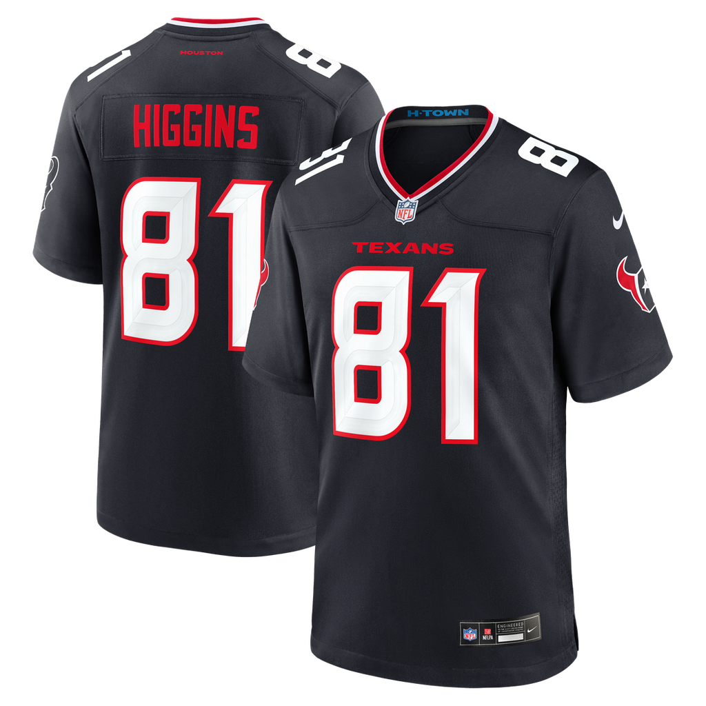 Houston Texans Jayden Higgins Nike Navy Game Jersey product image 1, provided for visual reference and product detail review