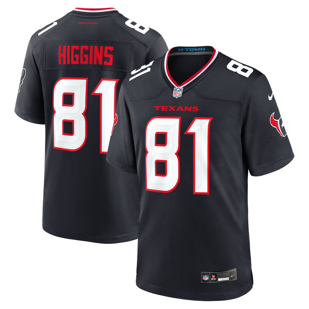 Houston Texans Jayden Higgins Nike Navy Game Jersey product image 1, provided for visual reference and product detail review