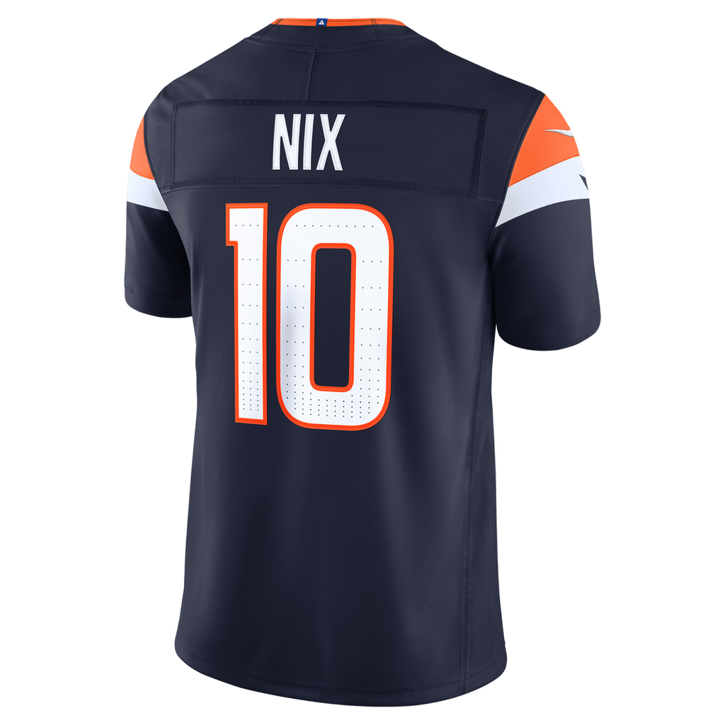 Denver Broncos Bo Nix Nike White Vapor F.U.S.E. Stitched Limited Jersey product image 12, provided for visual reference and
