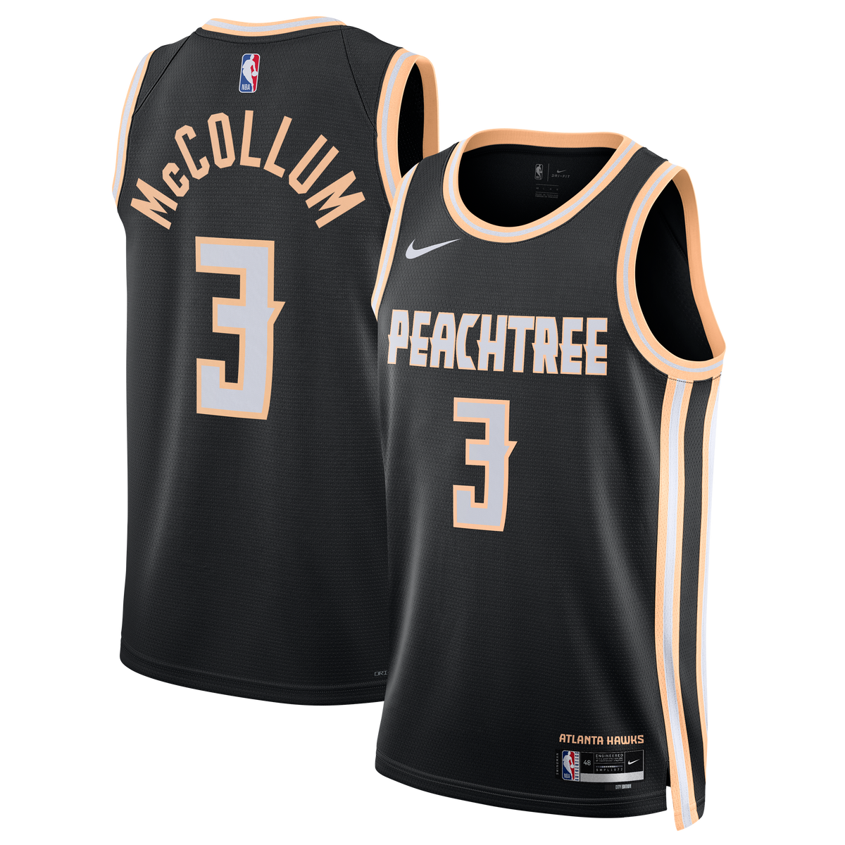 Nike Atlanta Hawks 2025/26 Nike City Edition Swingman Jersey - Black - CJ McCollum - Unisex product image 2, provided for