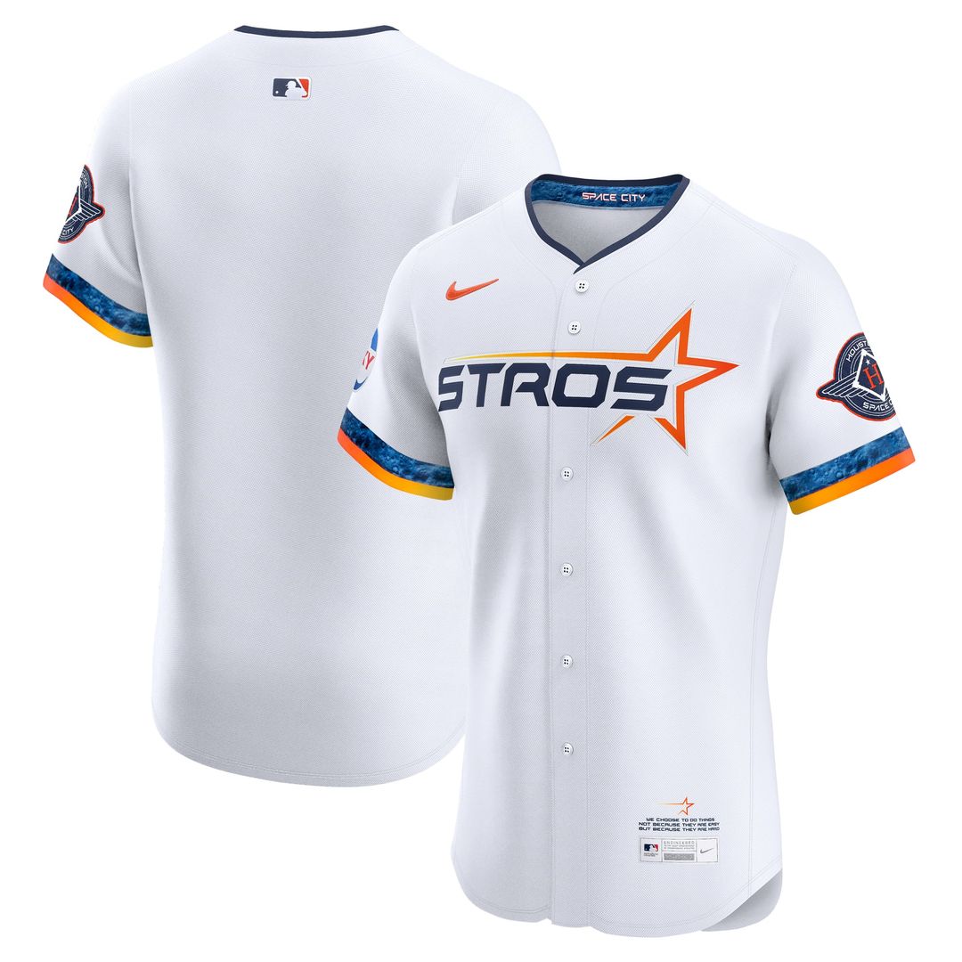 Houston Astros Nike White 2025 City Connect Elite Jersey product image 1, provided for visual reference and product detail