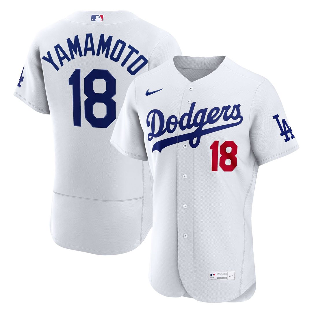 Los Angeles Dodgers Yoshinobu Yamamoto Nike White Home Authentic Jersey product image 1, provided for visual reference and