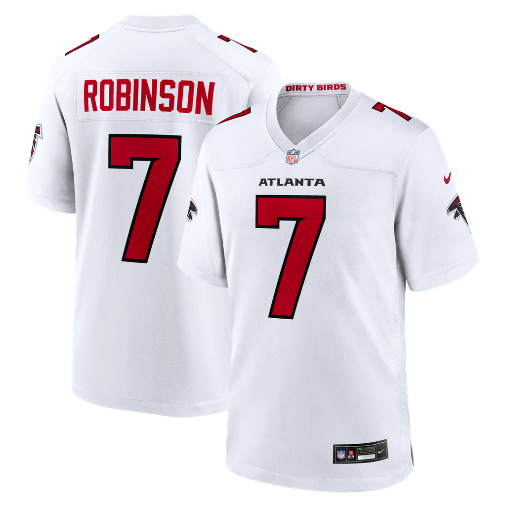 Atlanta Falcons Bijan Robinson Nike White Game Jersey product image 1, provided for visual reference and product detail