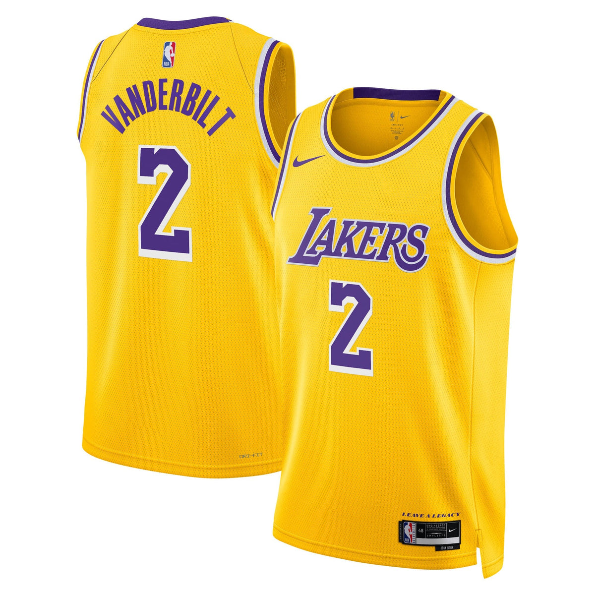 Los Angeles Lakers Nike Icon Edition Swingman Jersey - Gold - Jarred Vanderbilt - Youth product image 2, provided for visual