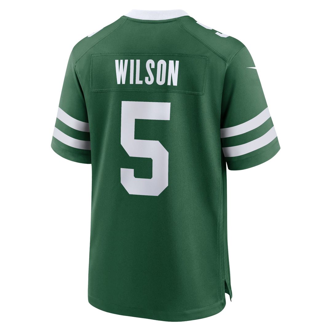 New York Jets Garrett Wilson Nike Legacy Green Game Jersey product image 3, provided for visual reference and product detail