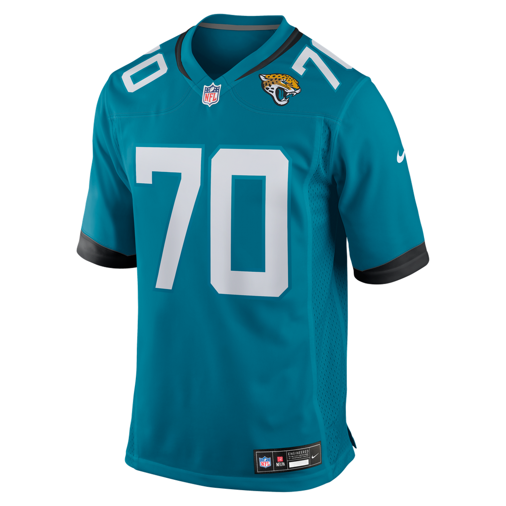 Jacksonville Jaguars Cole Van Lanen Nike Teal Game Player Jersey product image 2, provided for visual reference and product