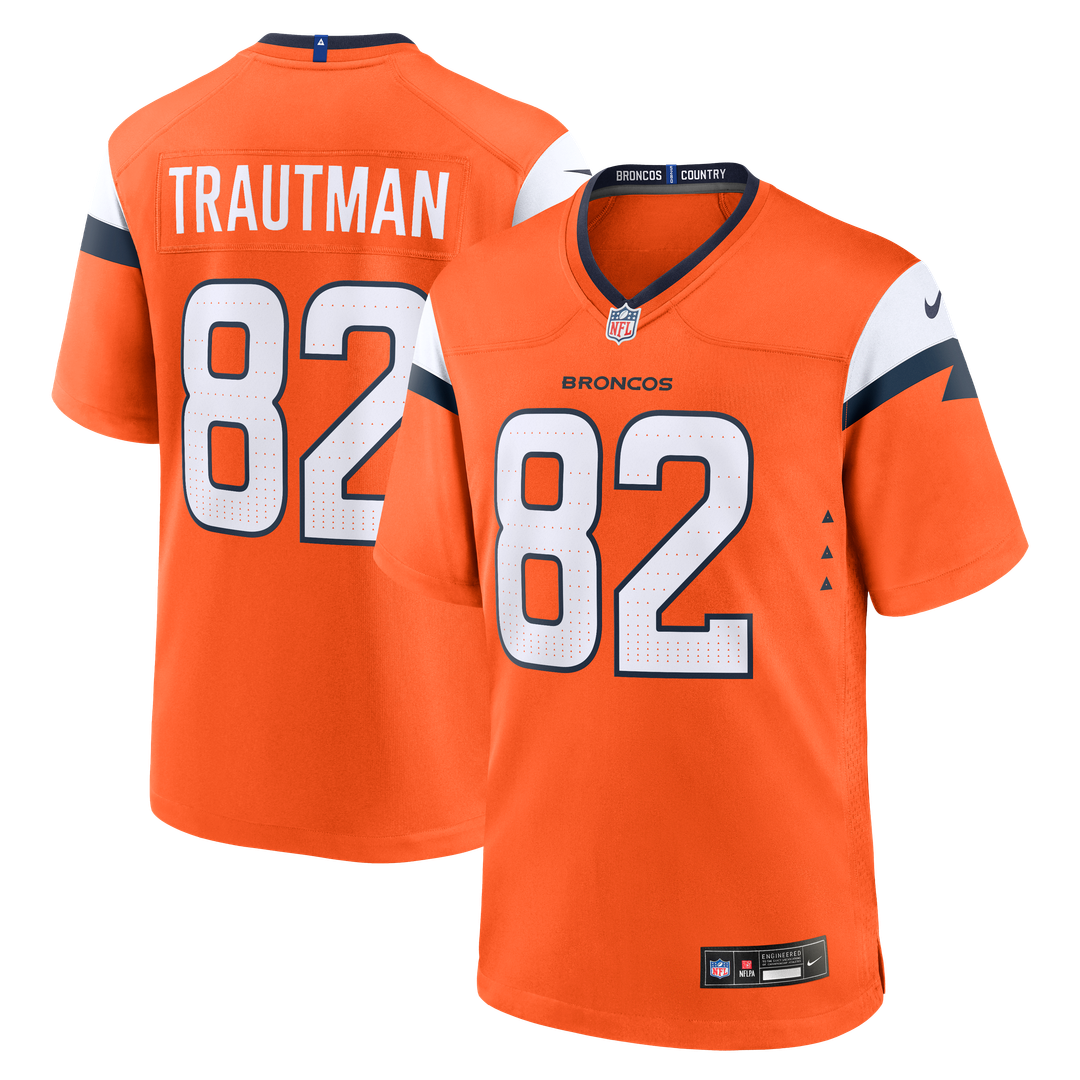Denver Broncos Adam Trautman Nike Orange Team Game Jersey product image 1, provided for visual reference and product detail