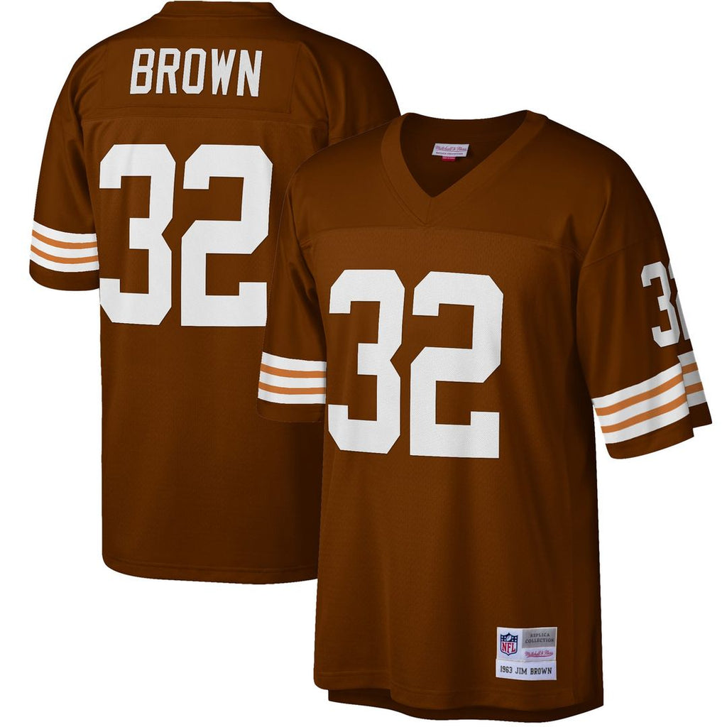 Cleveland Browns Jim Brown Mitchell & Ness Brown Big & Tall 1963 Retired Player Replica Jersey product image 1, provided for