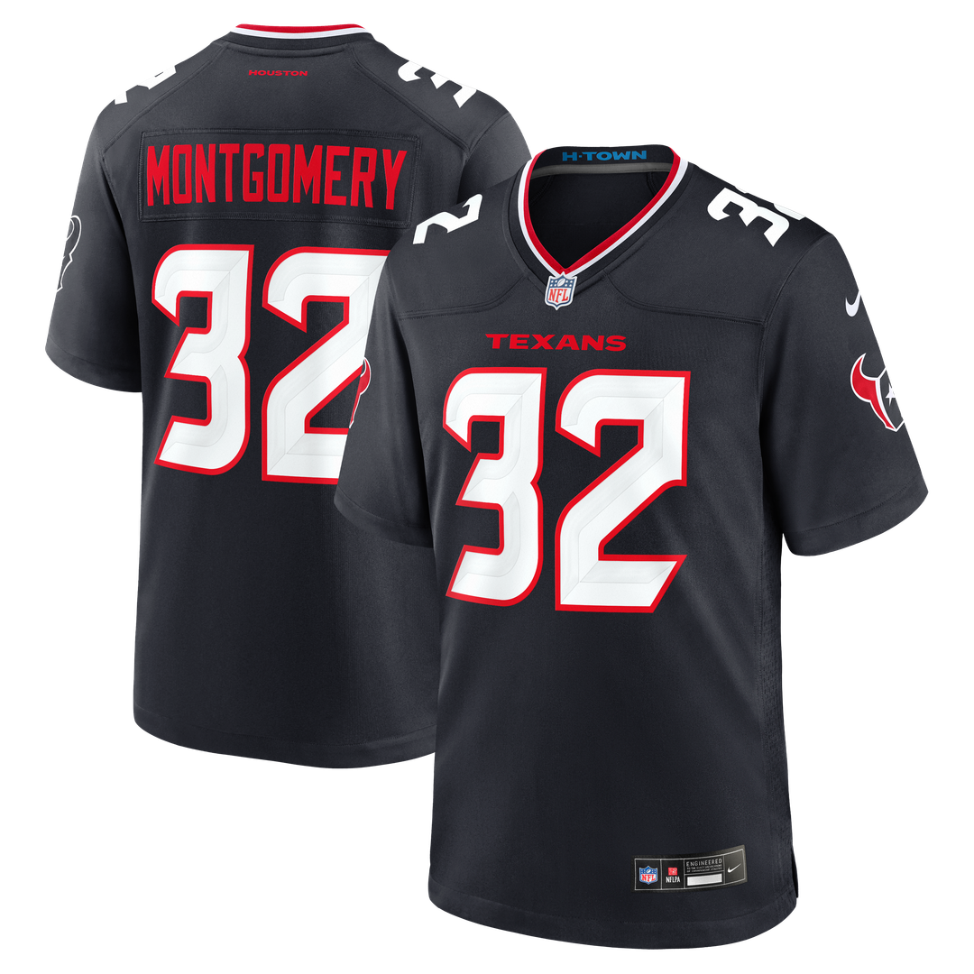 Houston Texans David Montgomery Nike Navy Game Jersey product image 1, provided for visual reference and product detail