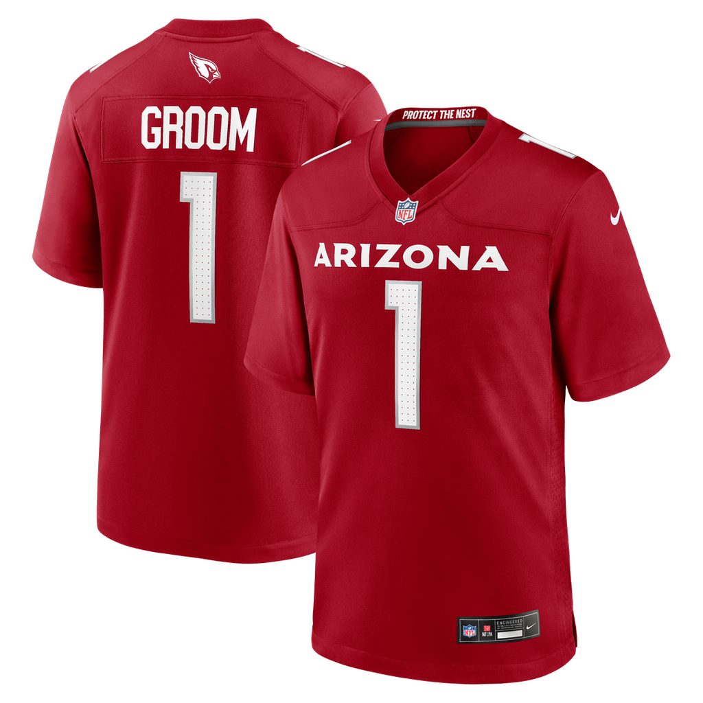 Arizona Cardinals Number 1 Groom Nike Cardinal Game Jersey product image 1, provided for visual reference and product detail