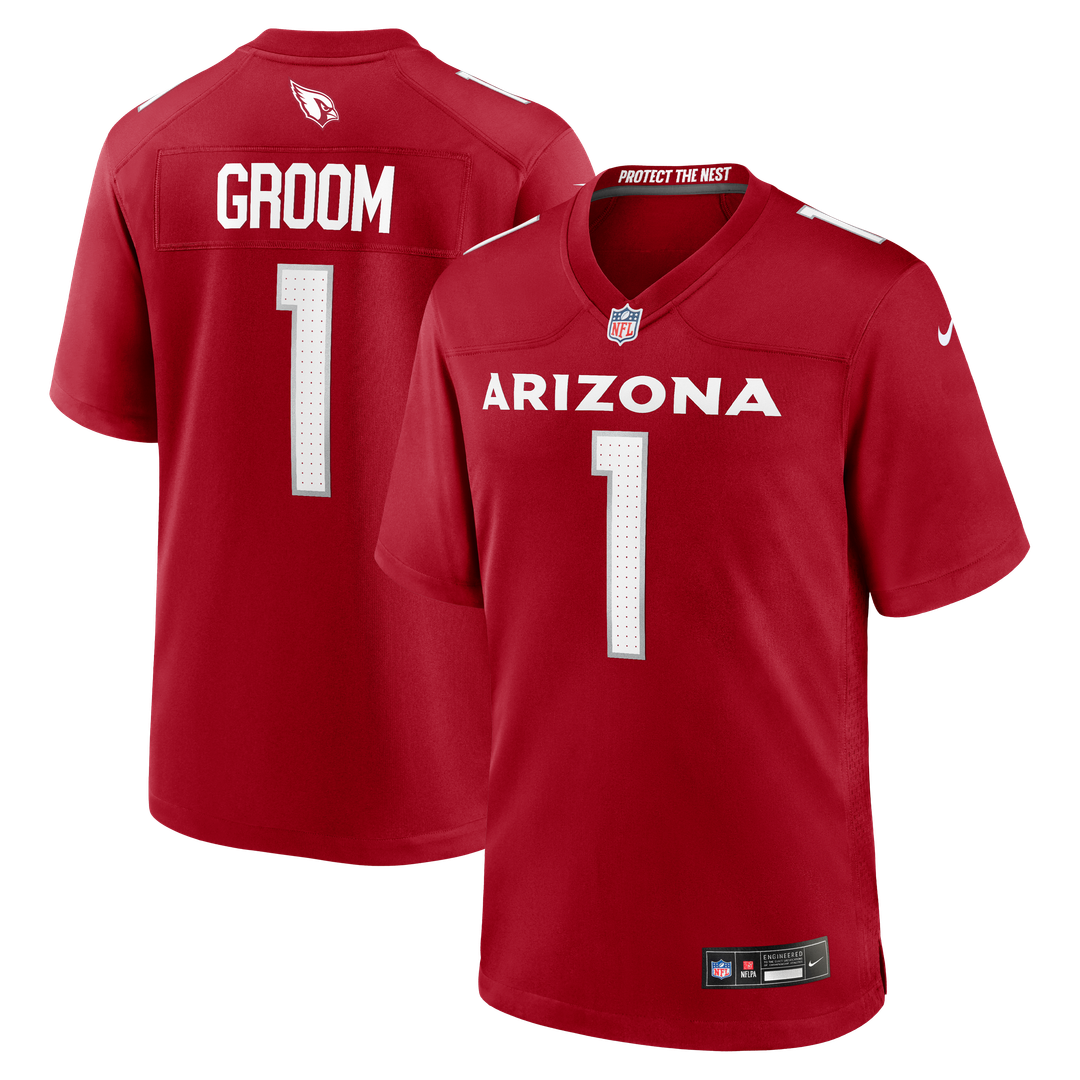 Arizona Cardinals Number 1 Groom Nike Cardinal Game Jersey product image 1, provided for visual reference and product detail