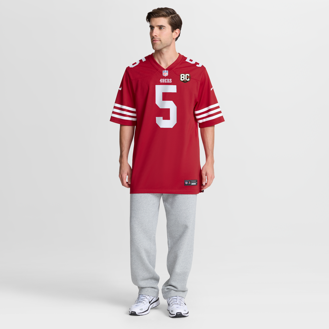 San Francisco 49ers Mike Evans Nike Scarlet 80th Anniversary Game Jersey product image 4, provided for visual reference and