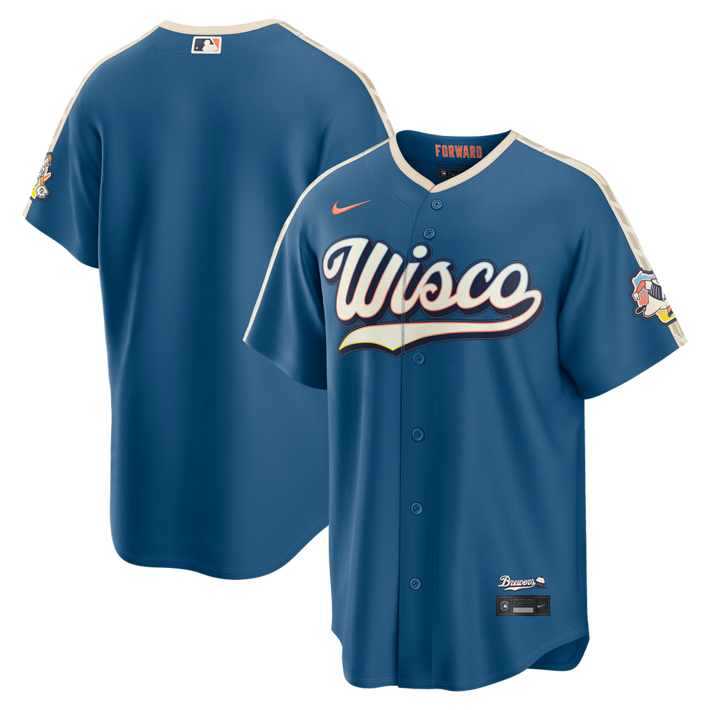 Milwaukee Brewers Nike Mineral Blue 2026 City Connect Stadium Jersey product image 1, provided for visual reference and