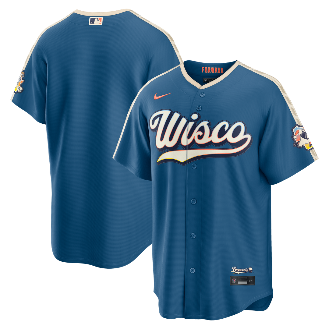 Milwaukee Brewers Nike Mineral Blue 2026 City Connect Stadium Jersey product image 1, provided for visual reference and
