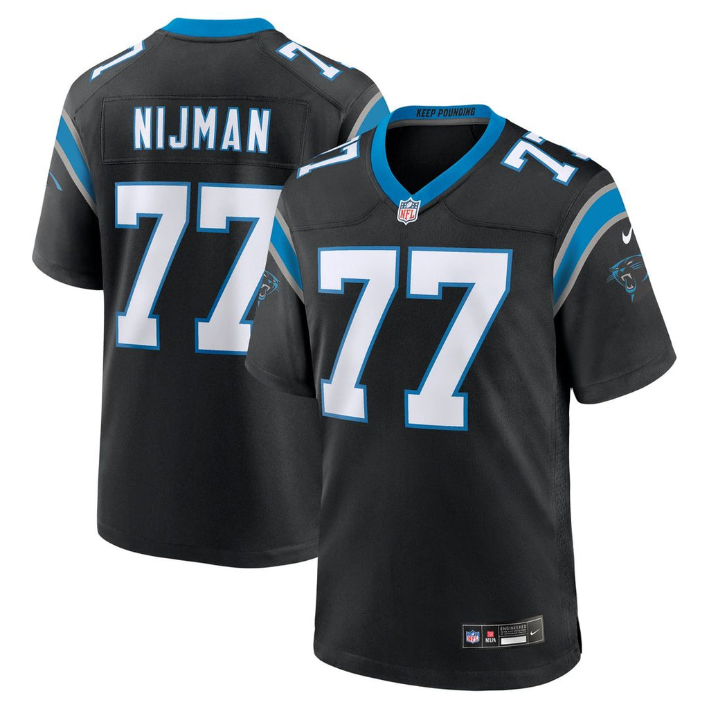 Carolina Panthers Yosh Nijman Nike Black Game Jersey product image 1, provided for visual reference and product detail review
