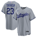 Los Angeles Dodgers Kyle Tucker Nike Gray Road Replica Jersey product image 1, provided for visual reference and product
