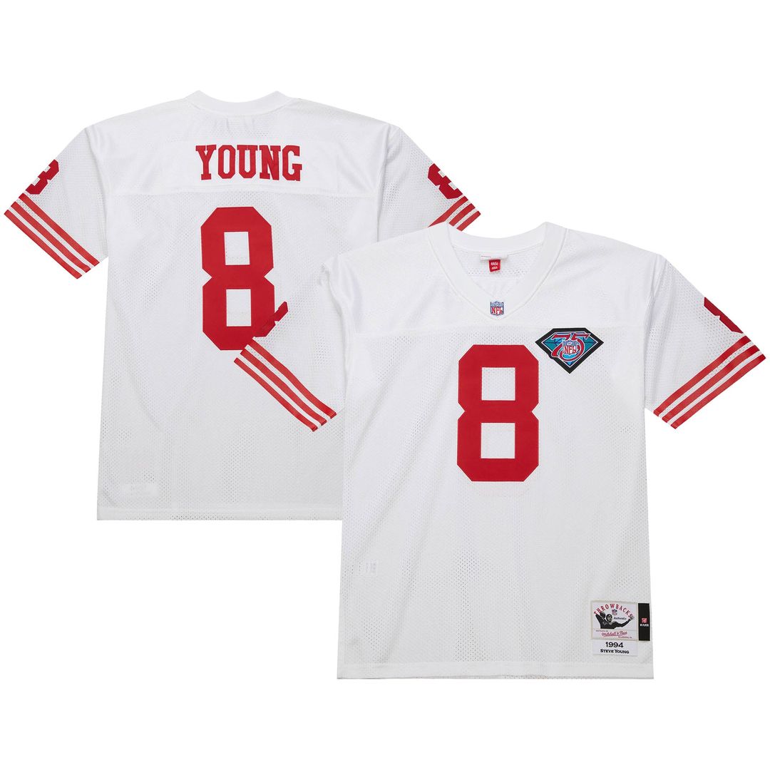 San Francisco 49ers 1994 Steve Young Mitchell & Ness White Authentic Throwback Retired Player Jersey product image 1,