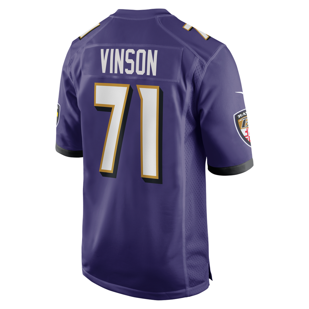 Baltimore Ravens Carson Vinson Nike Purple Team Game Jersey product image 3, provided for visual reference and product