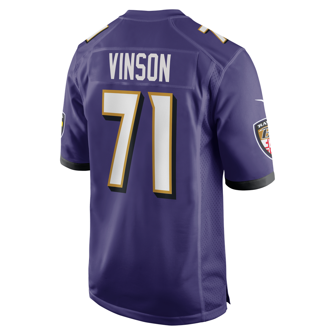 Baltimore Ravens Carson Vinson Nike Purple Team Game Jersey product image 3, provided for visual reference and product