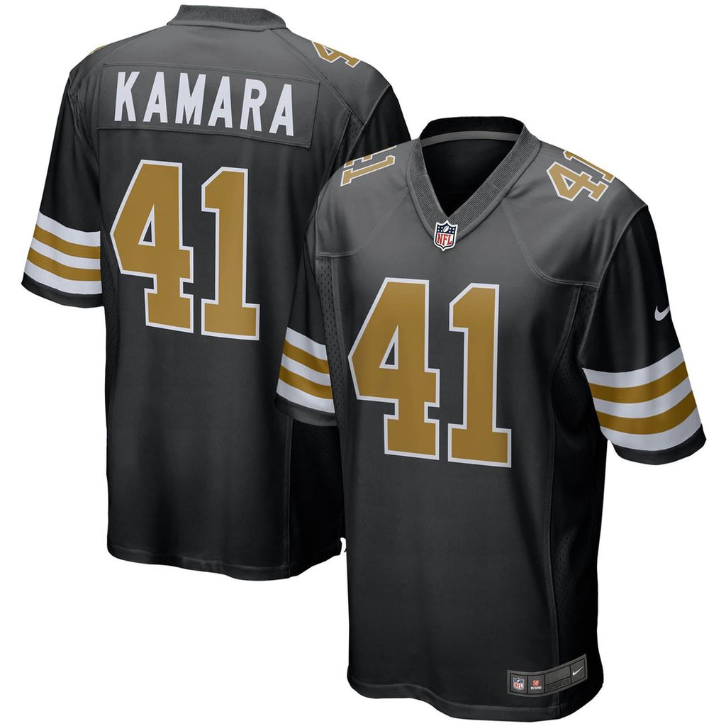 New Orleans Saints Alvin Kamara Nike Black Alternate Game Jersey product image 1, provided for visual reference and product
