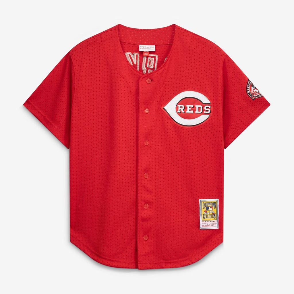 Cincinnati Reds Barry Larkin Mitchell & Ness Red Throwback Cooperstown Mesh Batting Practice Jersey product image 10,