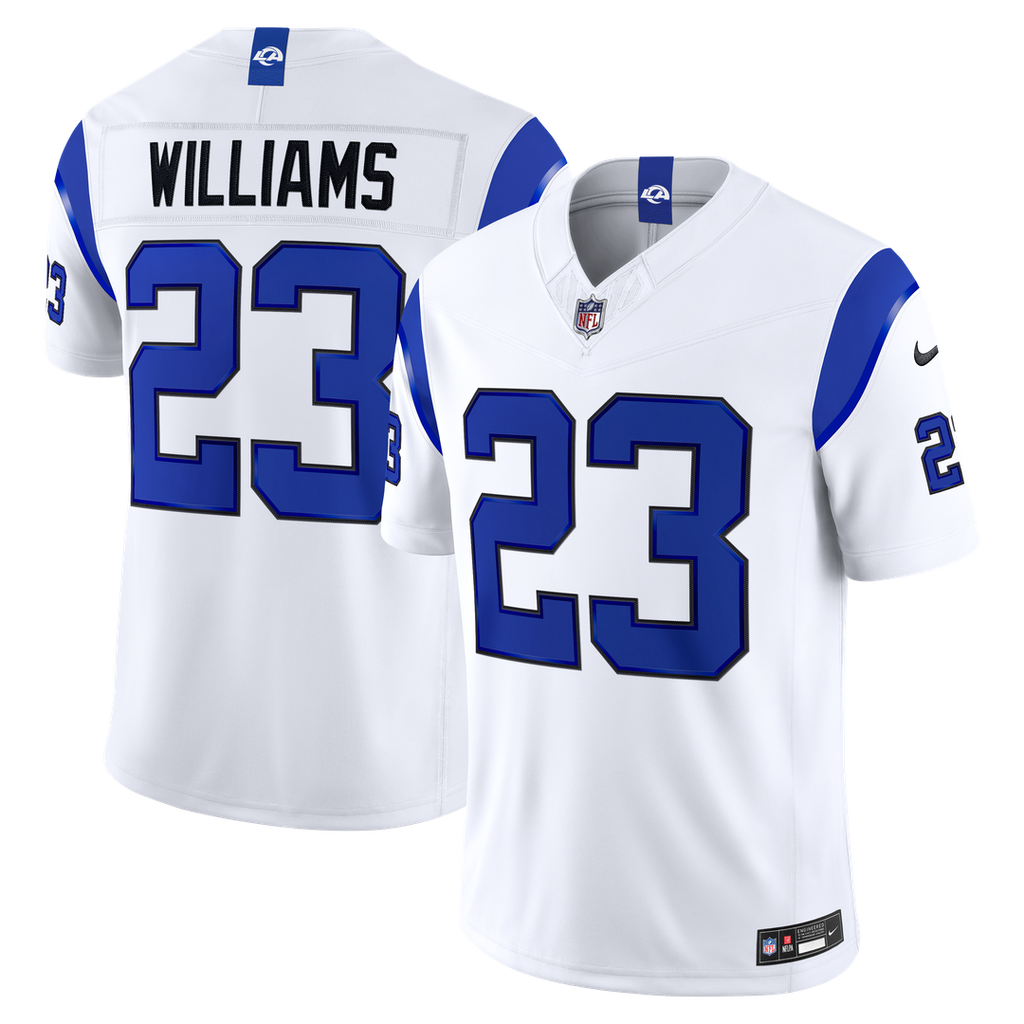 Los Angeles Rams Kyren Williams Nike Fearsome White Vapor F.U.S.E. Stitched Limited Jersey product image 1, provided for