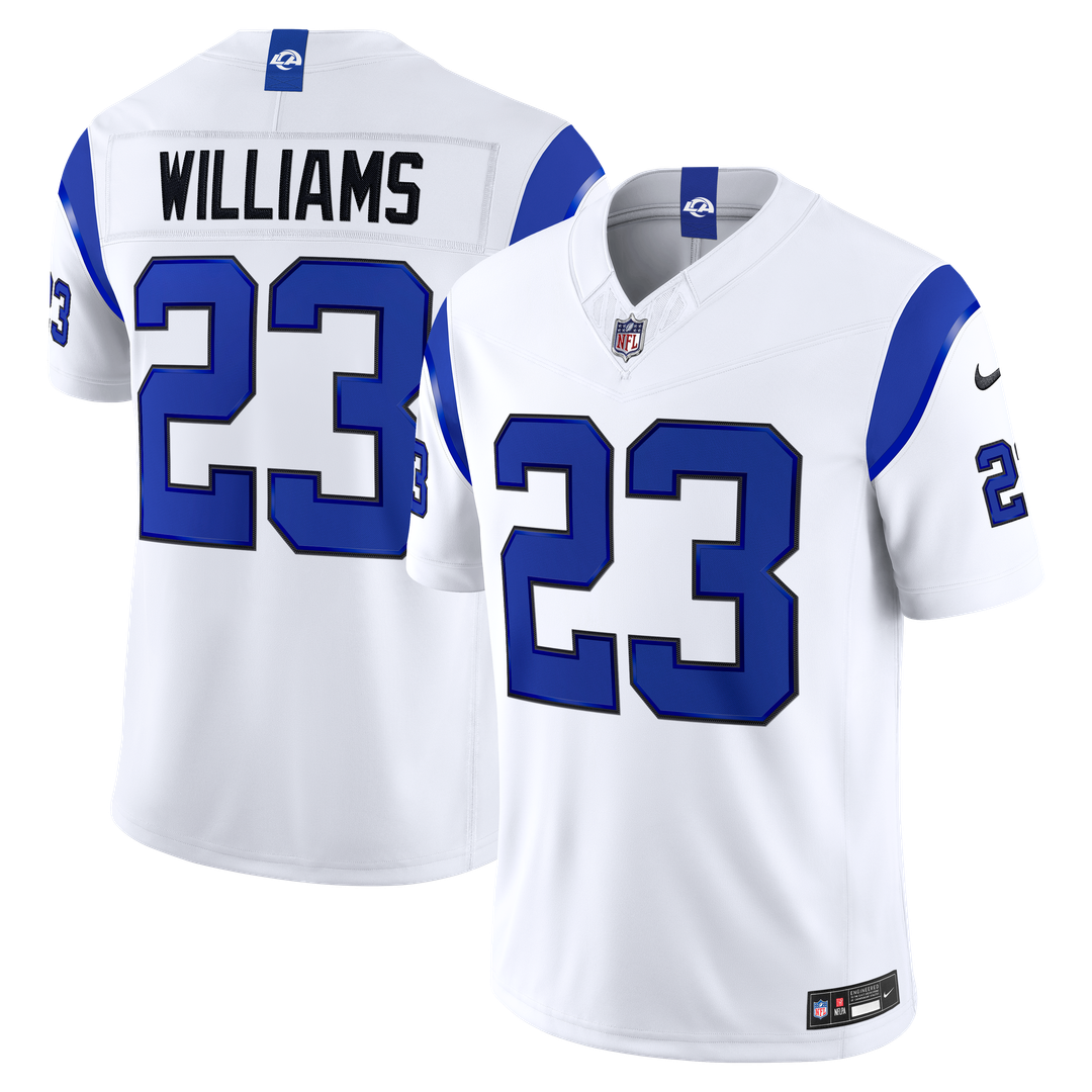 Los Angeles Rams Kyren Williams Nike Fearsome White Vapor F.U.S.E. Stitched Limited Jersey product image 1, provided for