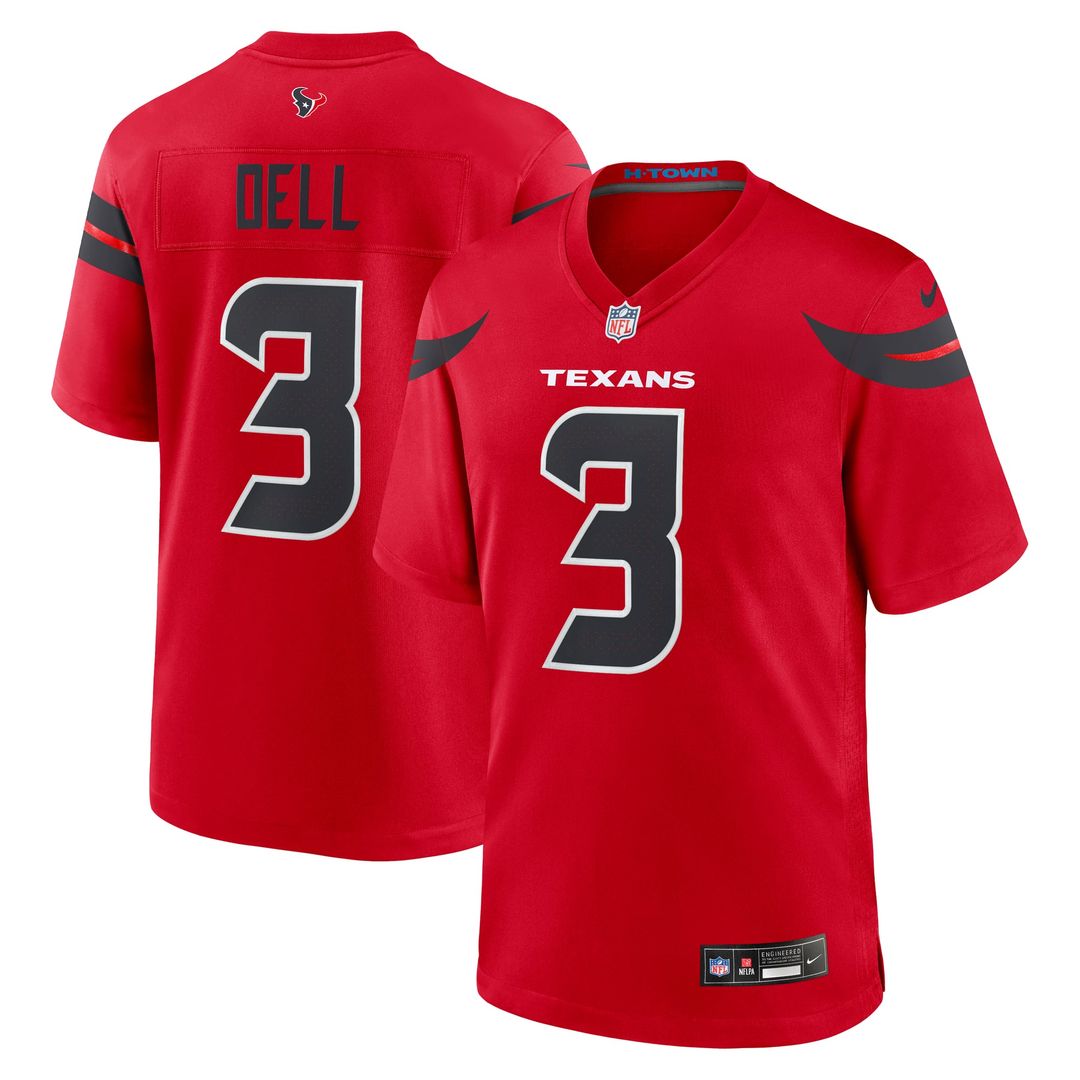 Houston Texans Tank Dell Nike Red Alternate Game Jersey product image 1, provided for visual reference and product detail