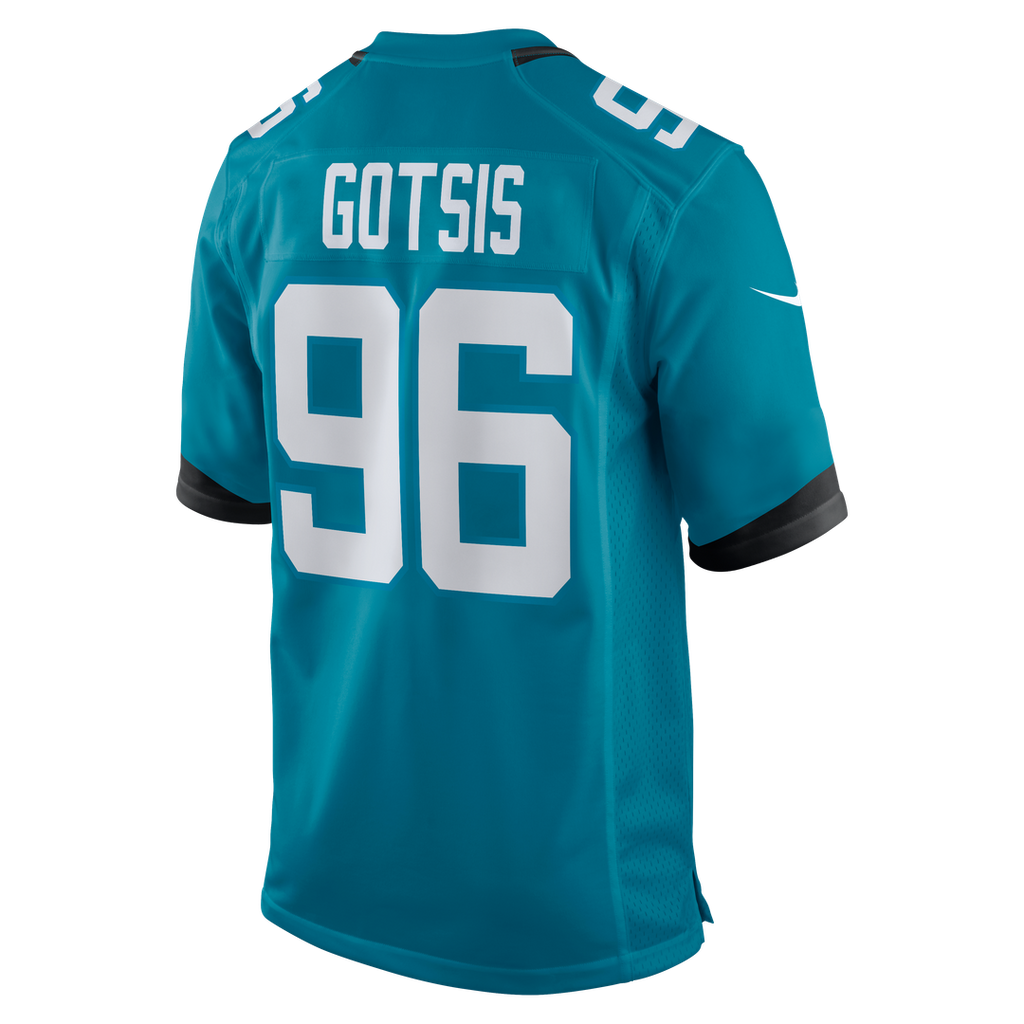 Jacksonville Jaguars Adam Gotsis Nike Teal Game Jersey product image 3, provided for visual reference and product detail