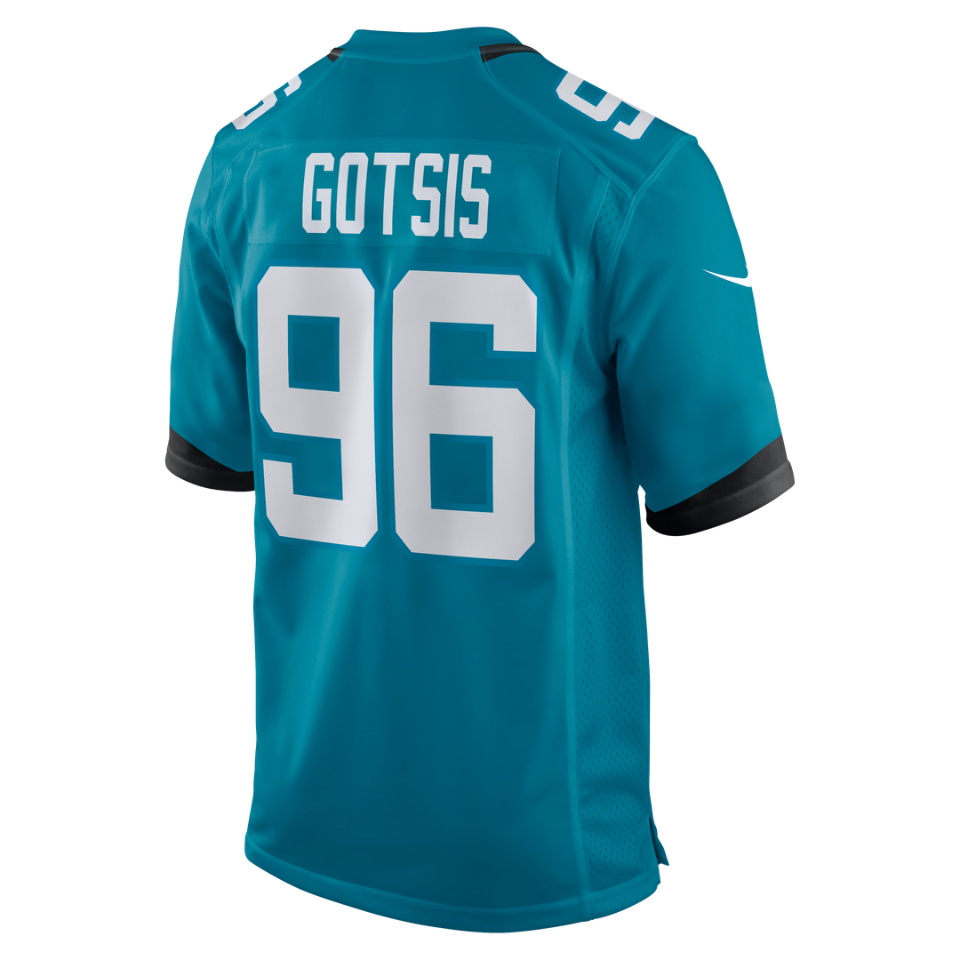 Jacksonville Jaguars Adam Gotsis Nike Teal Game Jersey product image 3, provided for visual reference and product detail