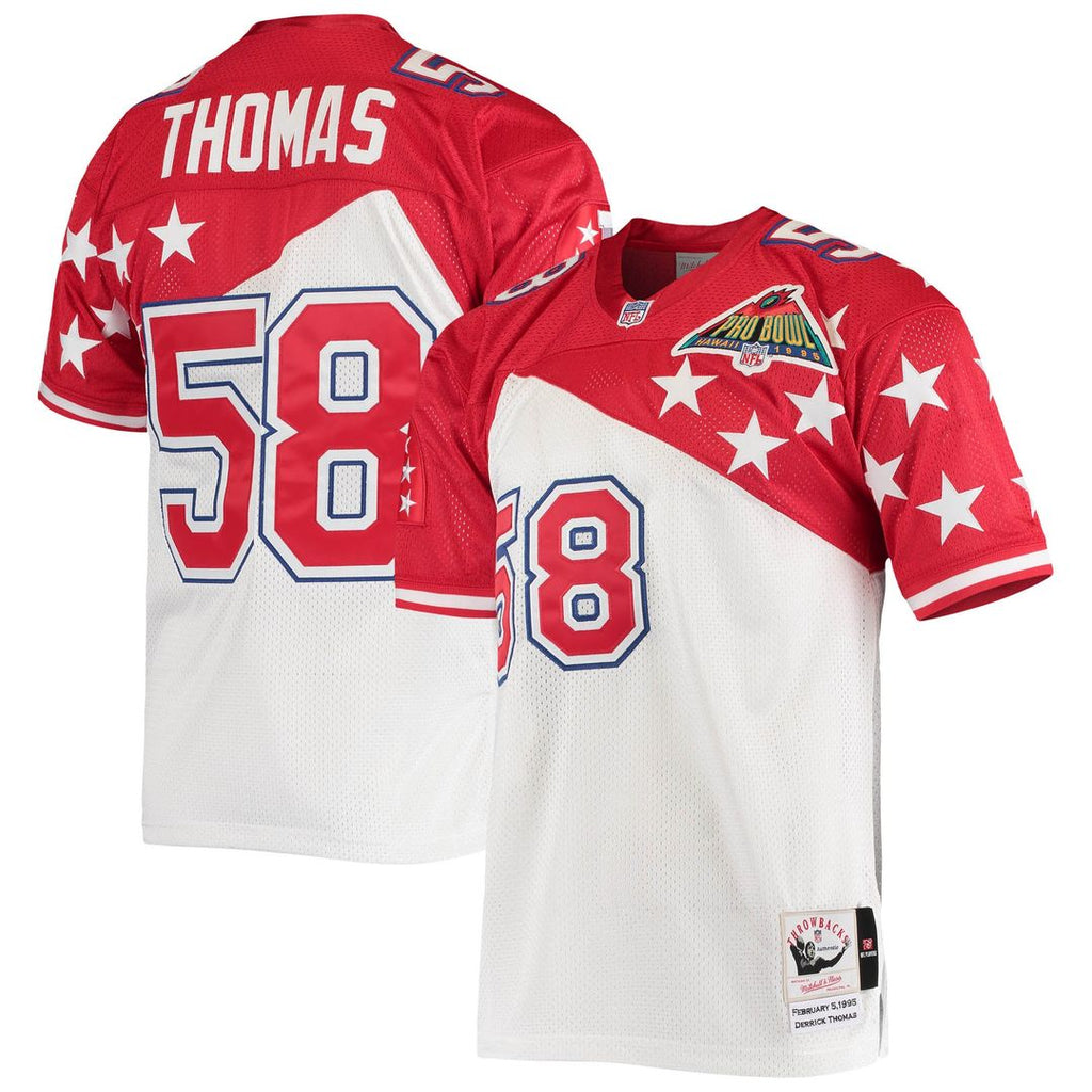 AFC Derrick Thomas Mitchell & Ness White/Red 1995 Pro Bowl Authentic Jersey product image 1, provided for visual reference