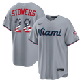 Fourth of July Miami Marlins Kyle Stowers Nike Gray USA 250 Stadium Jersey product image 1, provided for visual reference