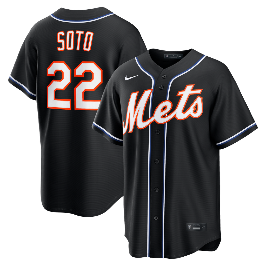 New York Mets Juan Soto Nike Fashion Replica Black Out Jersey product image 1, provided for visual reference and product