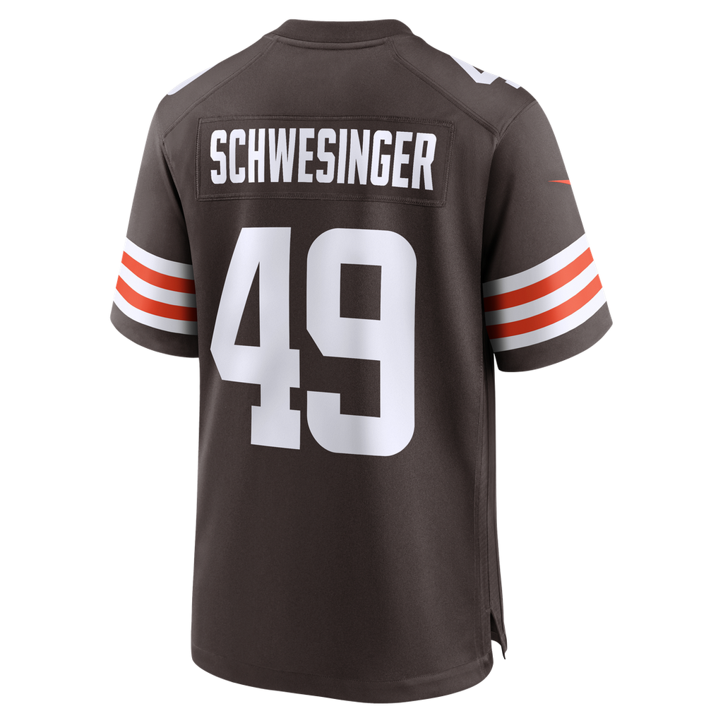 Cleveland Browns Carson Schwesinger Nike Brown 2025 NFL Draft Game Jersey product image 3, provided for visual reference and