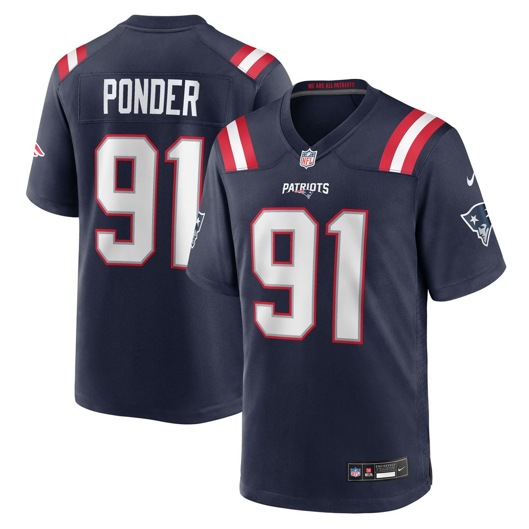 New England Patriots Elijah Ponder Nike Navy Team Game Jersey product image 1, provided for visual reference and product