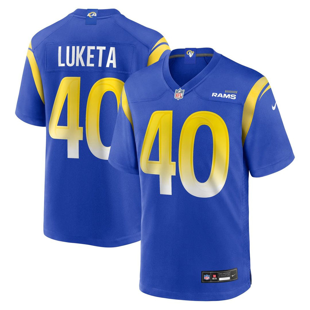 Los Angeles Rams Jesse Luketa Nike Royal Team Game Jersey product image 1, provided for visual reference and product detail
