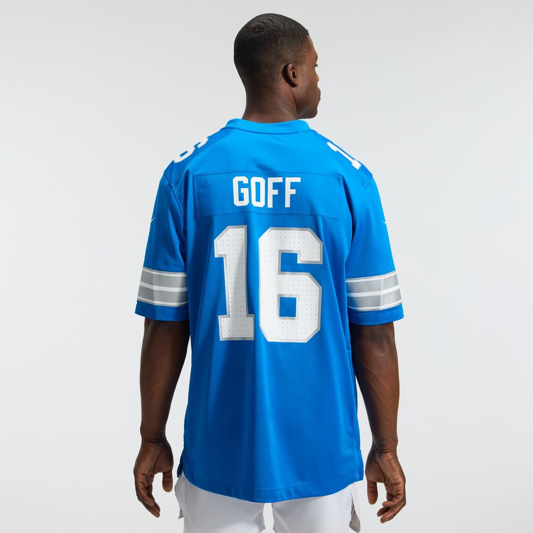 Detroit Lions Jared Goff Nike Blue Game Jersey product image 3, provided for visual reference and product detail review