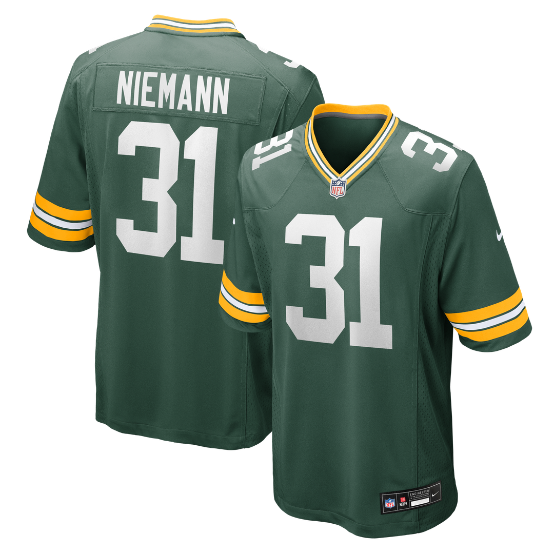 Green Bay Packers Nick Niemann Nike Green Team Game Jersey product image 1, provided for visual reference and product detail