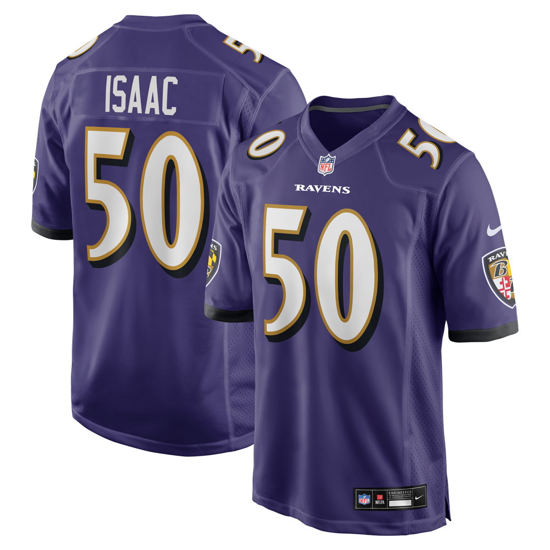 Baltimore Ravens Adisa Isaac Nike Purple Team Game Jersey product image 1, provided for visual reference and product detail