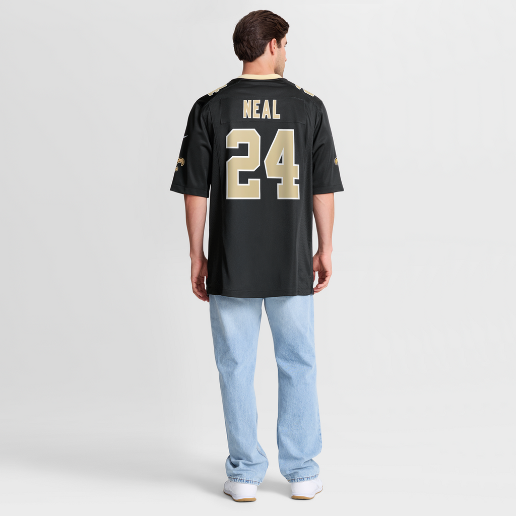 New Orleans Saints Devin Neal Nike Black Team Game Jersey product image 8, provided for visual reference and product detail