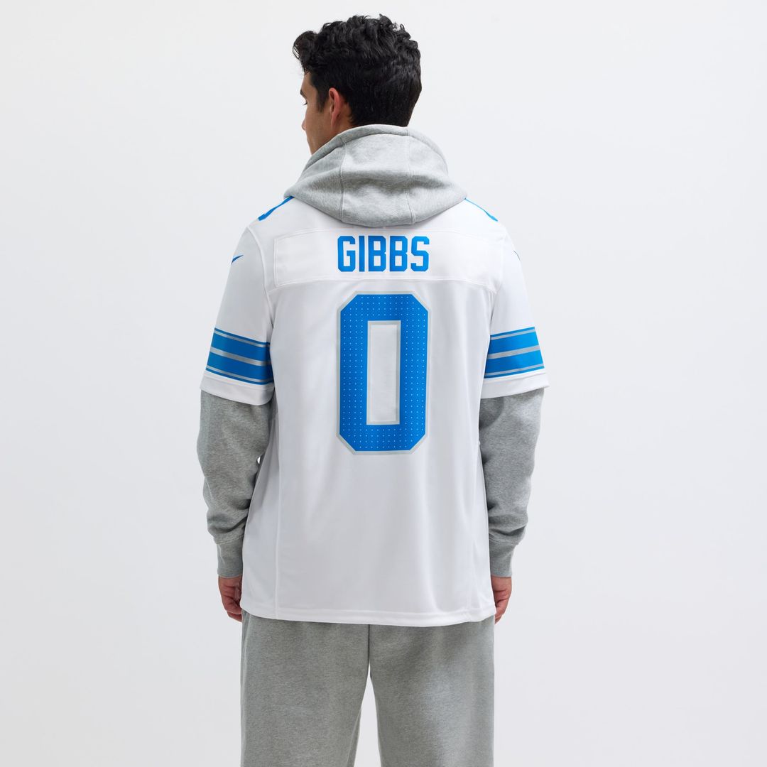 Detroit Lions Jahmyr Gibbs Nike White Vapor F.U.S.E. Limited Jersey product image 5, provided for visual reference and