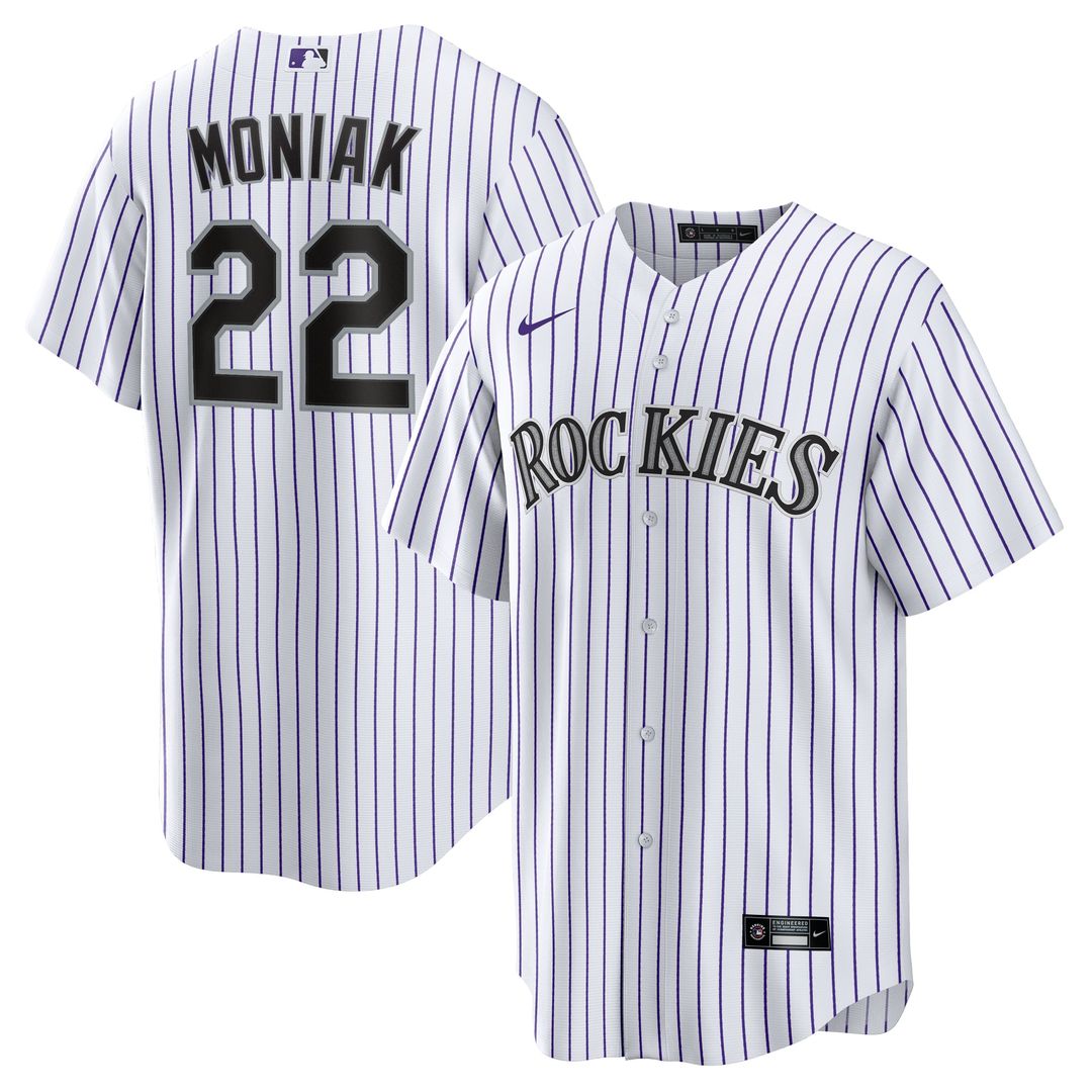 Colorado Rockies Mickey Moniak Nike White Home Replica Jersey product image 1, provided for visual reference and product